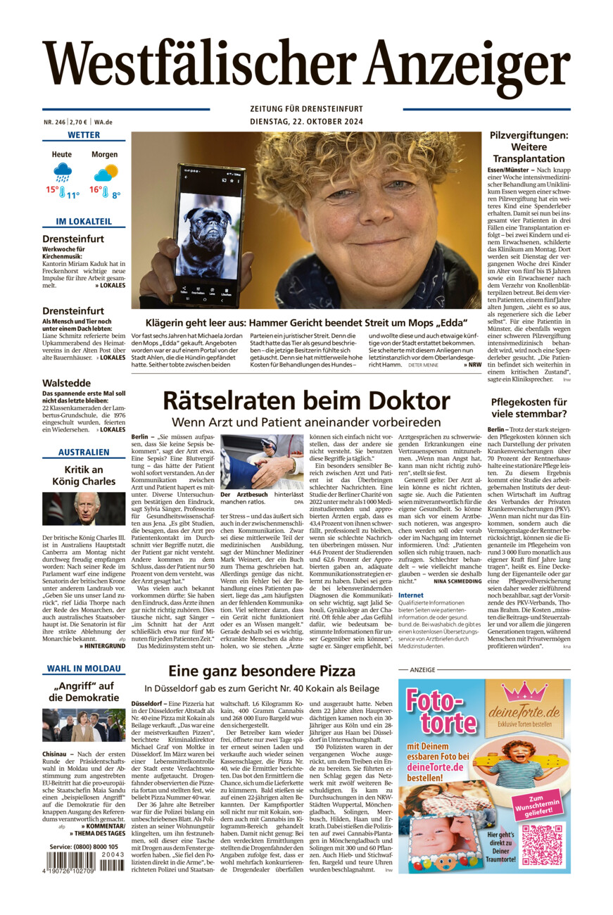 Westfälischer Anzeiger Drensteinfurt vom Dienstag, 22.10.2024