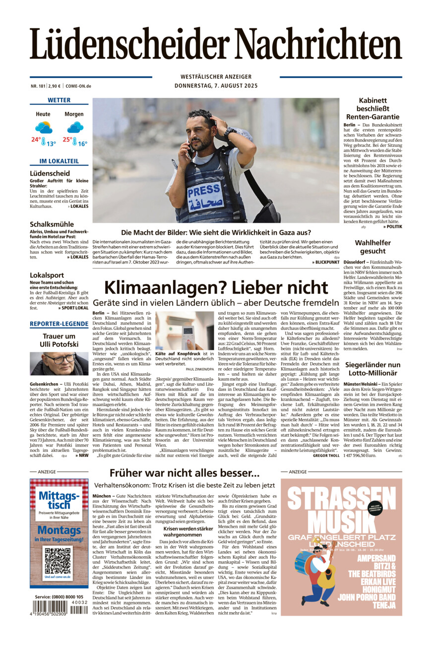 Lüdenscheider Nachrichten vom Donnerstag, 07.08.2025