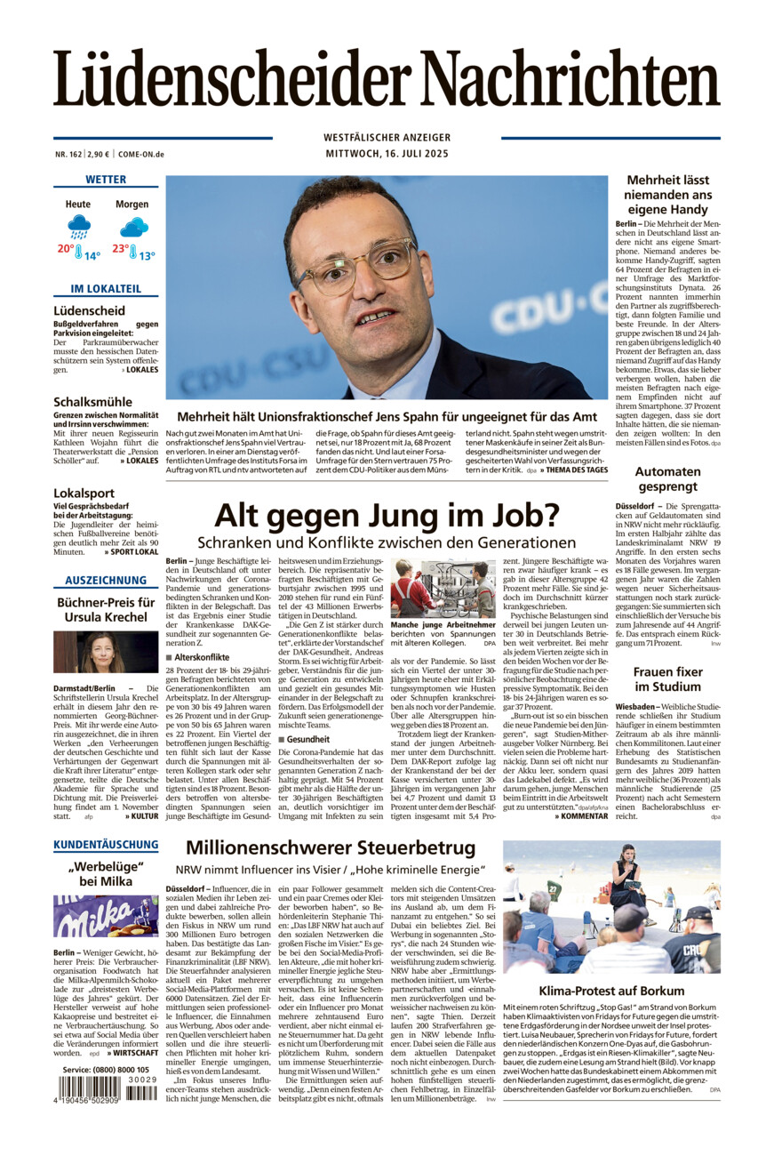 Lüdenscheider Nachrichten vom Mittwoch, 16.07.2025