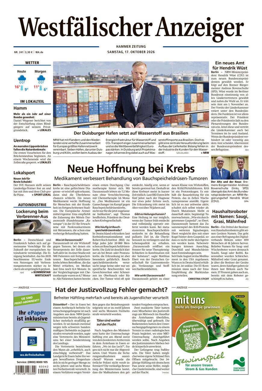 Westfälischer Anzeiger Hamm vom Samstag, 17.10.2026
