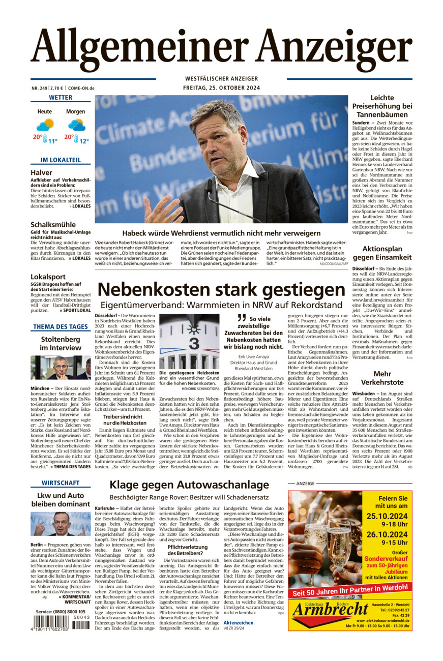 Allgemeiner Anzeiger vom Freitag, 25.10.2024