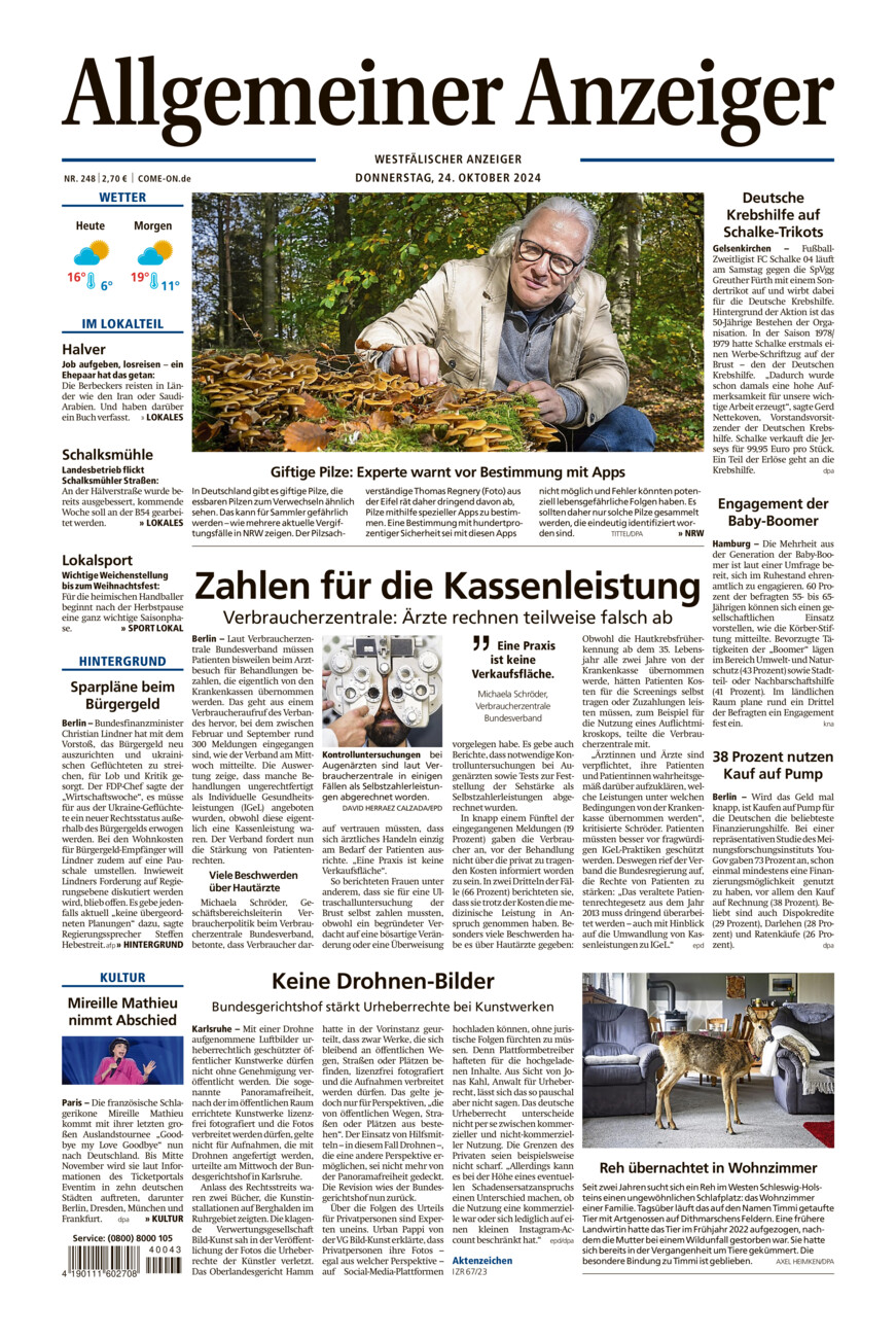 Allgemeiner Anzeiger vom Donnerstag, 24.10.2024