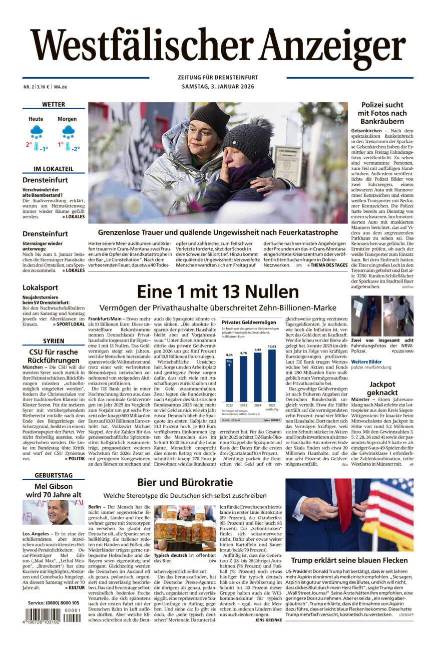 Westfälischer Anzeiger Drensteinfurt vom Samstag, 03.01.2026