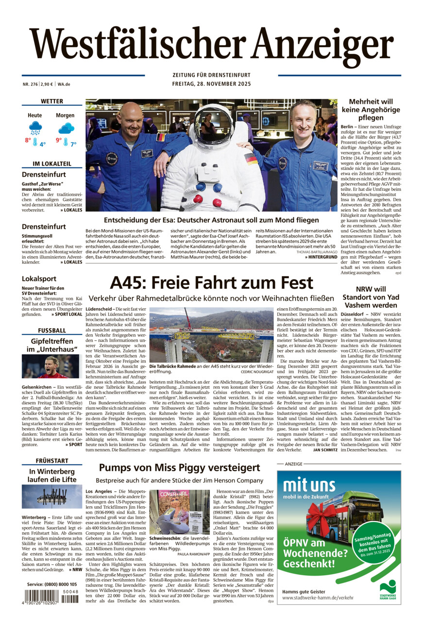Westfälischer Anzeiger Drensteinfurt vom Freitag, 28.11.2025
