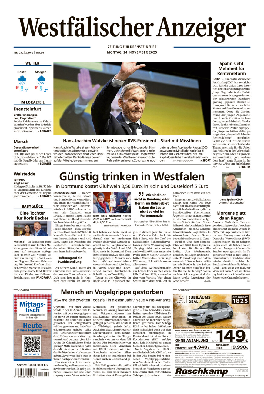 Westfälischer Anzeiger Drensteinfurt vom Montag, 24.11.2025