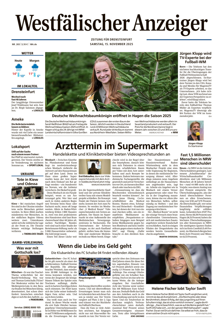 Westfälischer Anzeiger Drensteinfurt vom Samstag, 15.11.2025