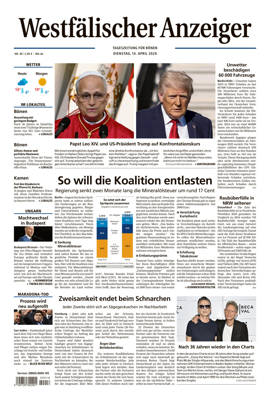 Westfälischer Anzeiger Bönen vom Dienstag, 14.04.2026