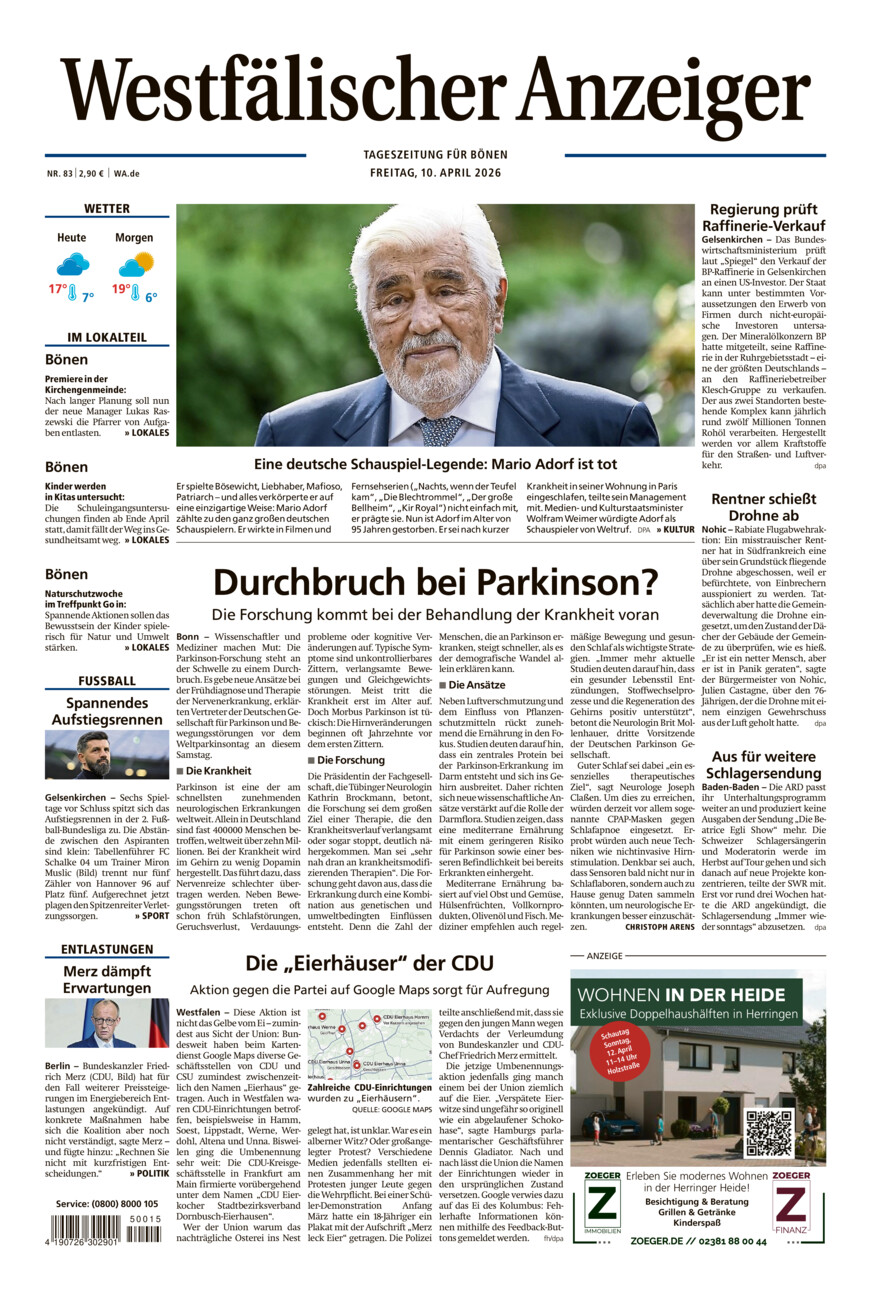 Westfälischer Anzeiger Bönen vom Freitag, 10.04.2026