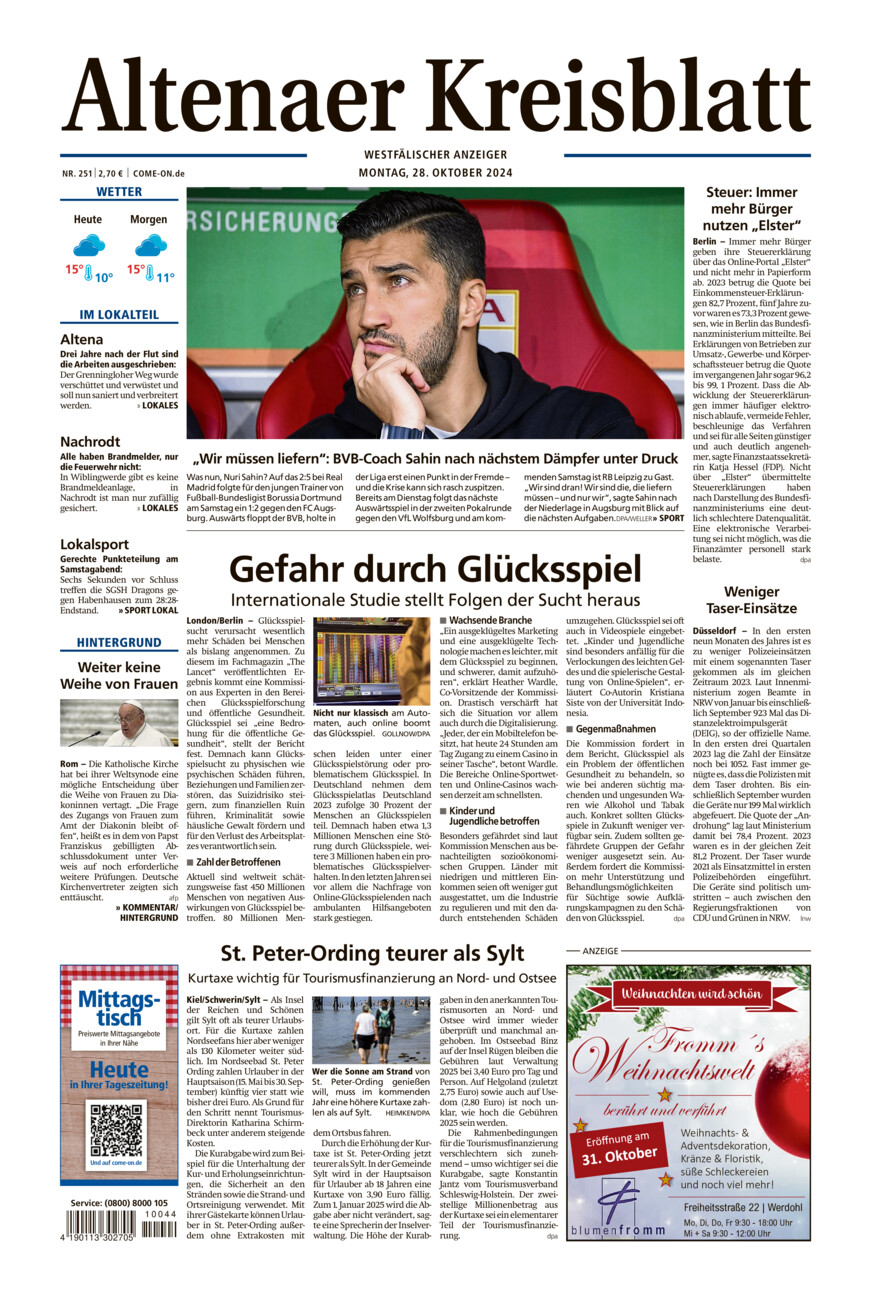 Altenaer Kreisblatt vom Montag, 28.10.2024