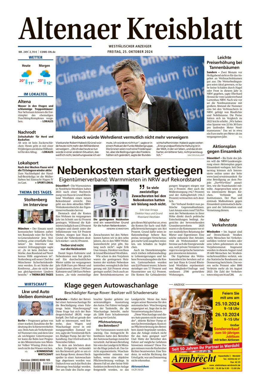 Altenaer Kreisblatt vom Freitag, 25.10.2024