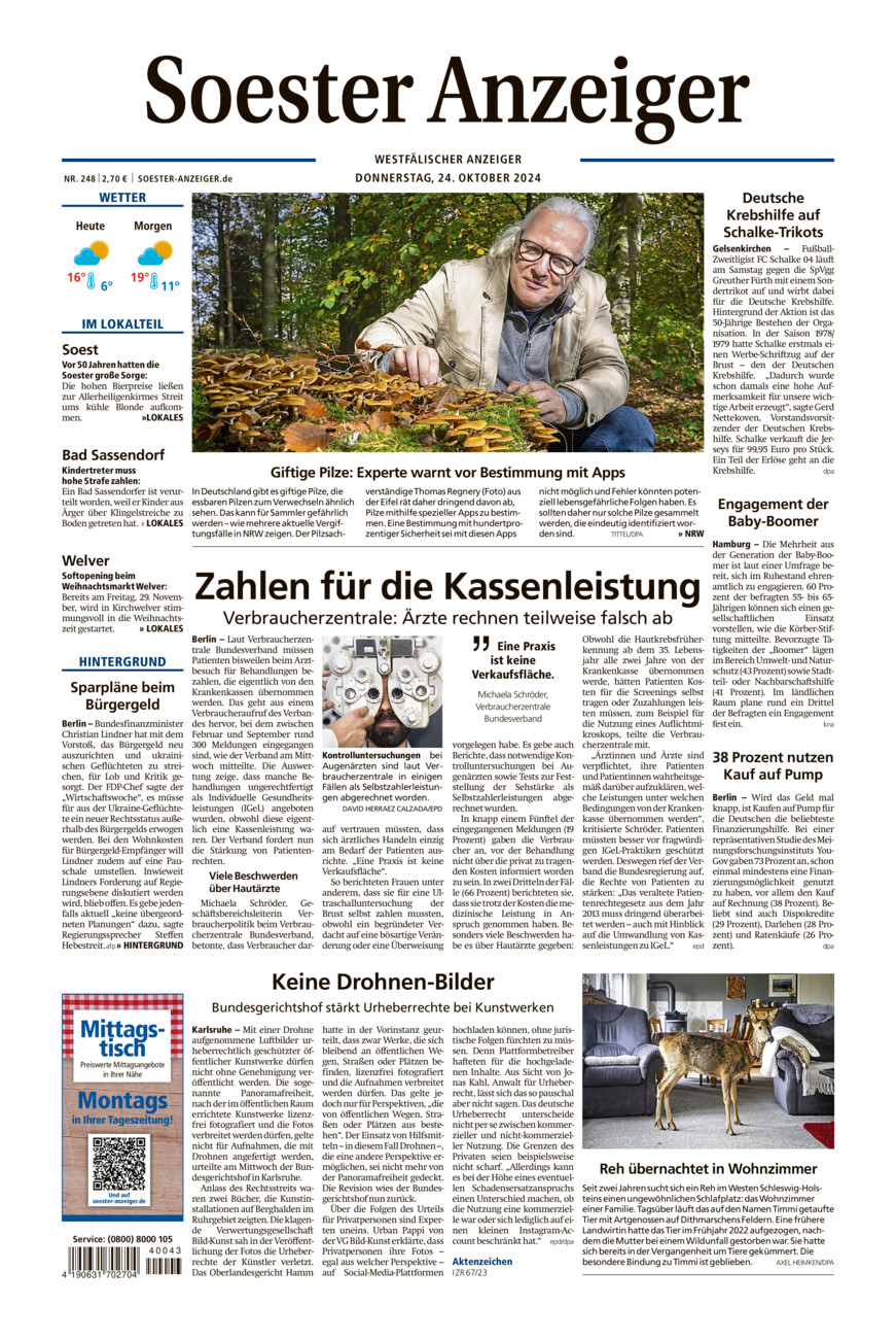 Soester Anzeiger vom Donnerstag, 24.10.2024