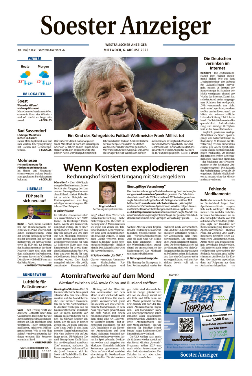 Soester Anzeiger vom Mittwoch, 06.08.2025