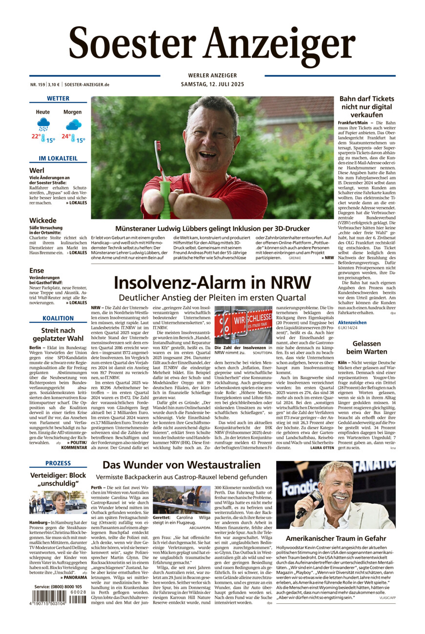 Soester Anzeiger Werl vom Samstag, 12.07.2025