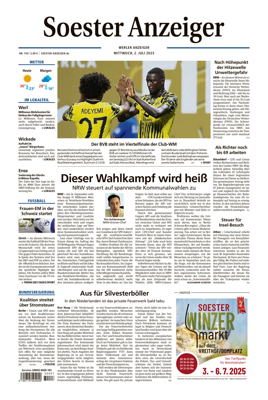 Soester Anzeiger Werl vom Mittwoch, 02.07.2025