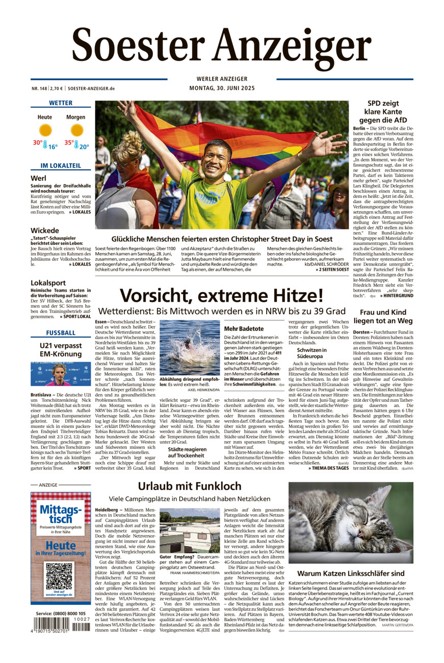 Soester Anzeiger Werl vom Montag, 30.06.2025