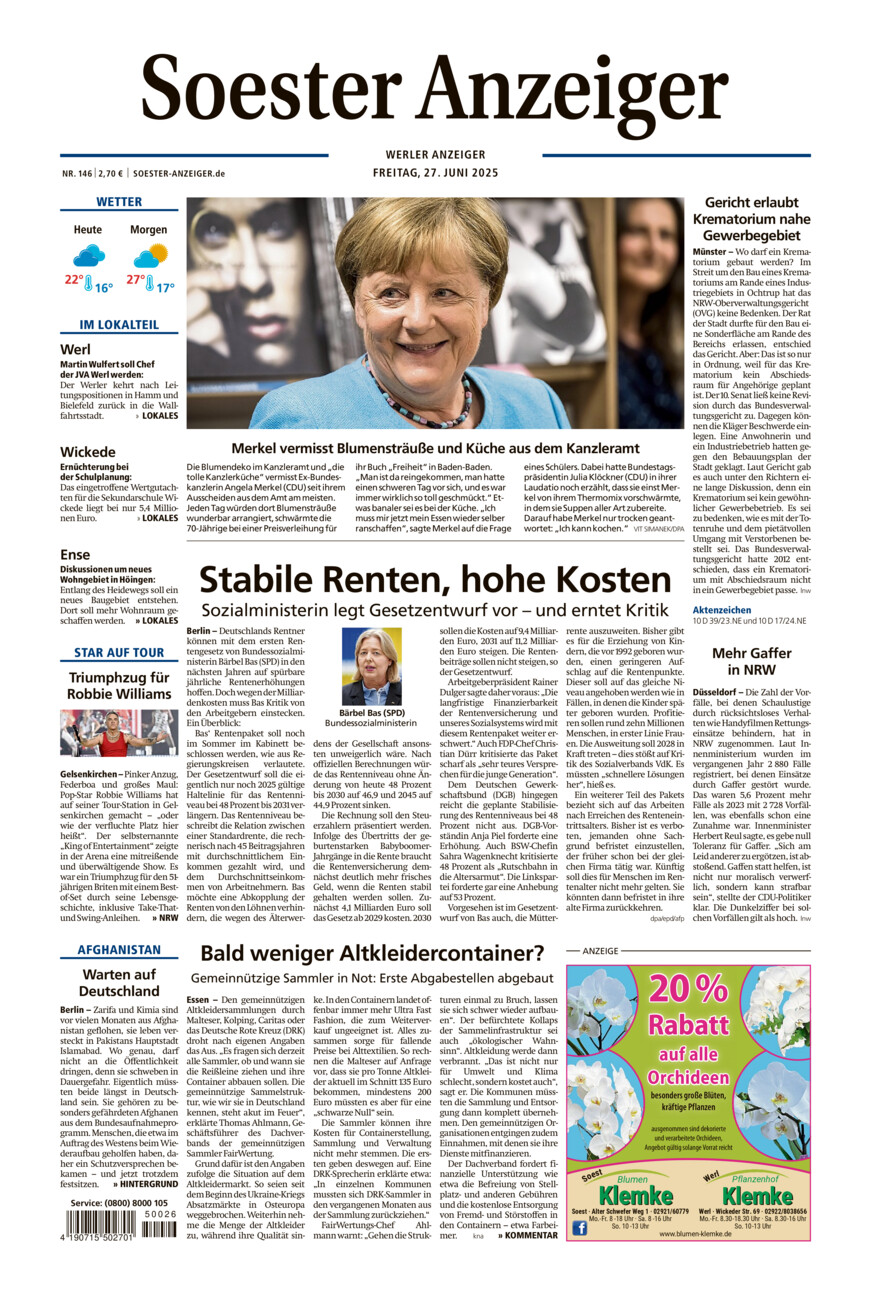 Soester Anzeiger Werl vom Freitag, 27.06.2025