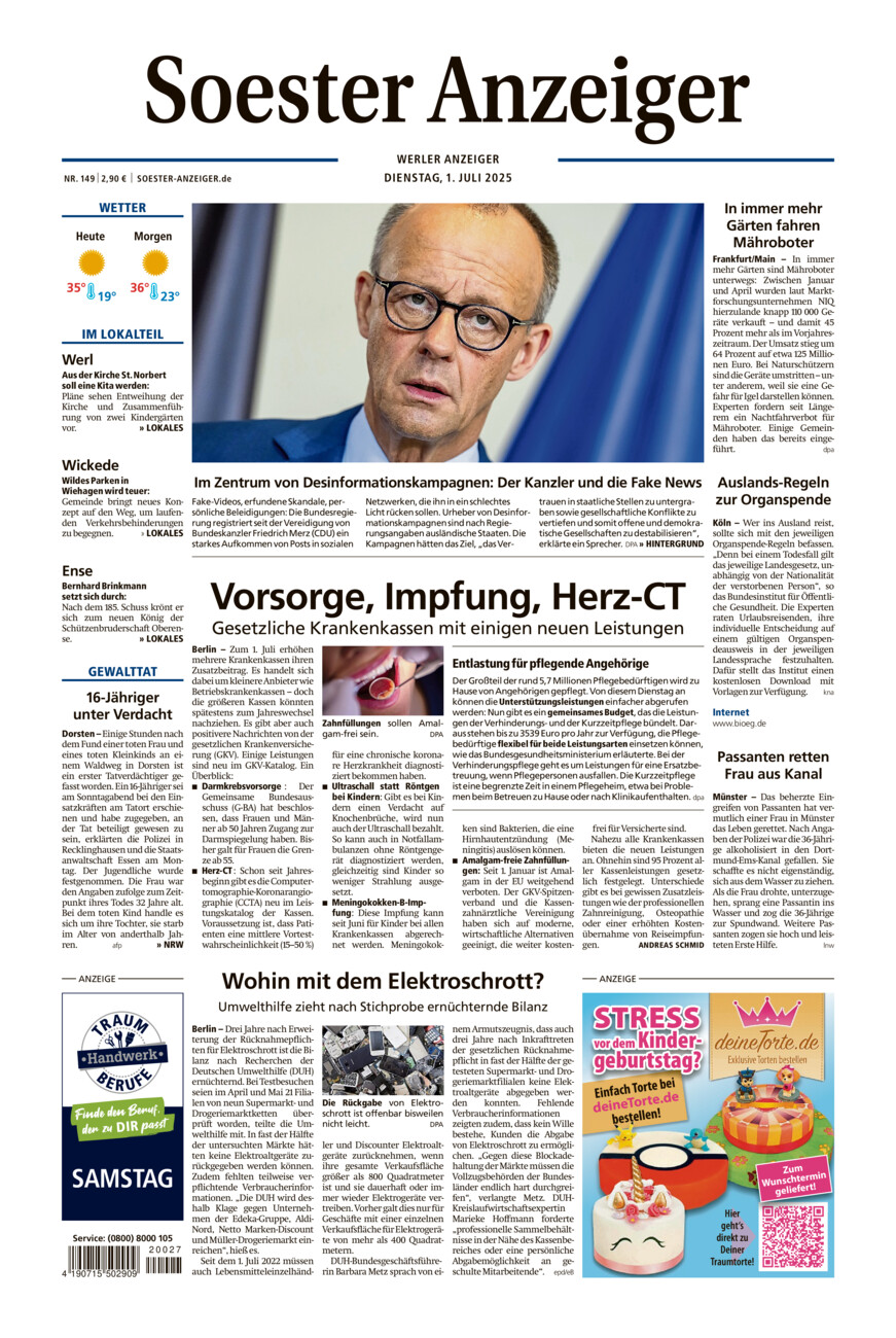 Soester Anzeiger Werl vom Dienstag, 01.07.2025