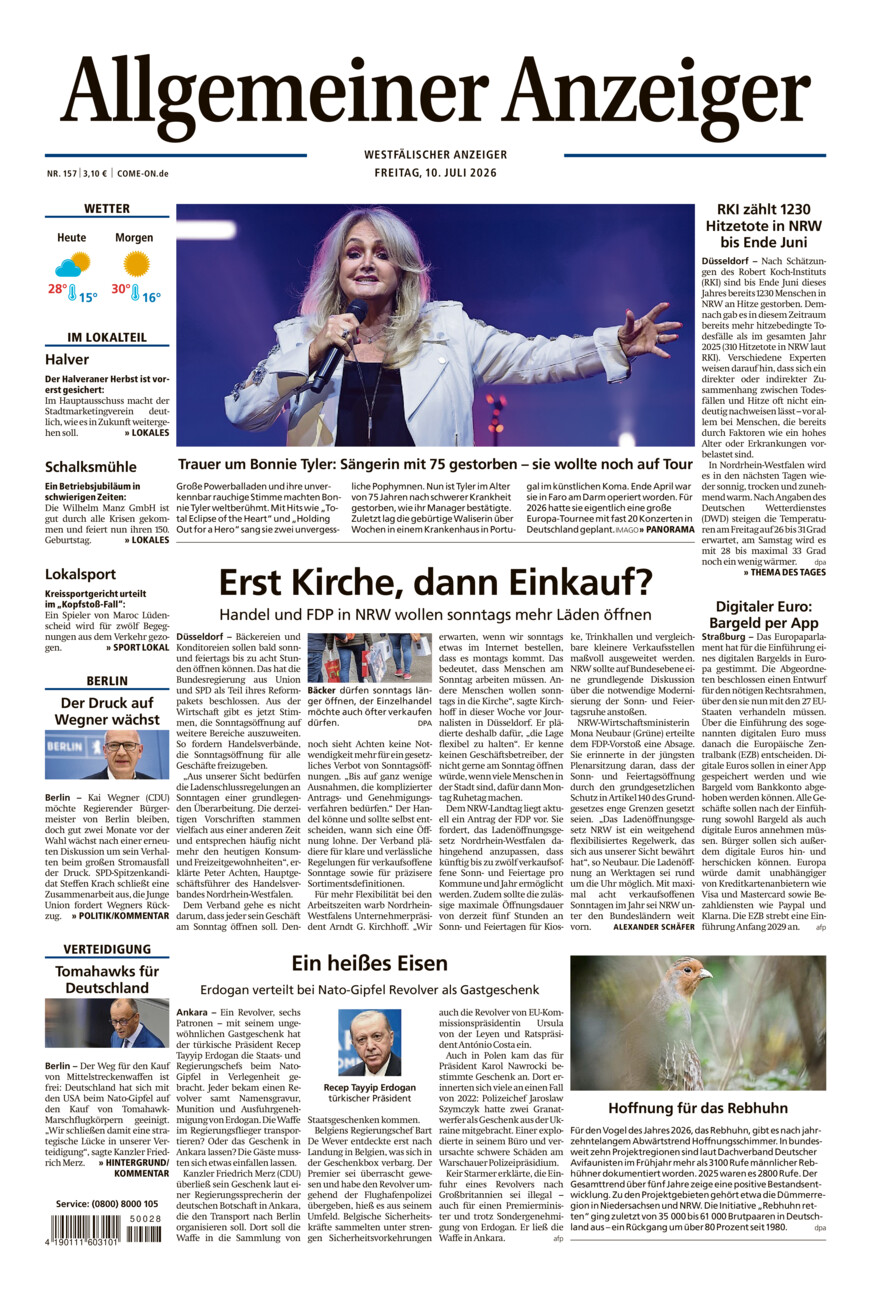 Allgemeiner Anzeiger vom Freitag, 10.07.2026