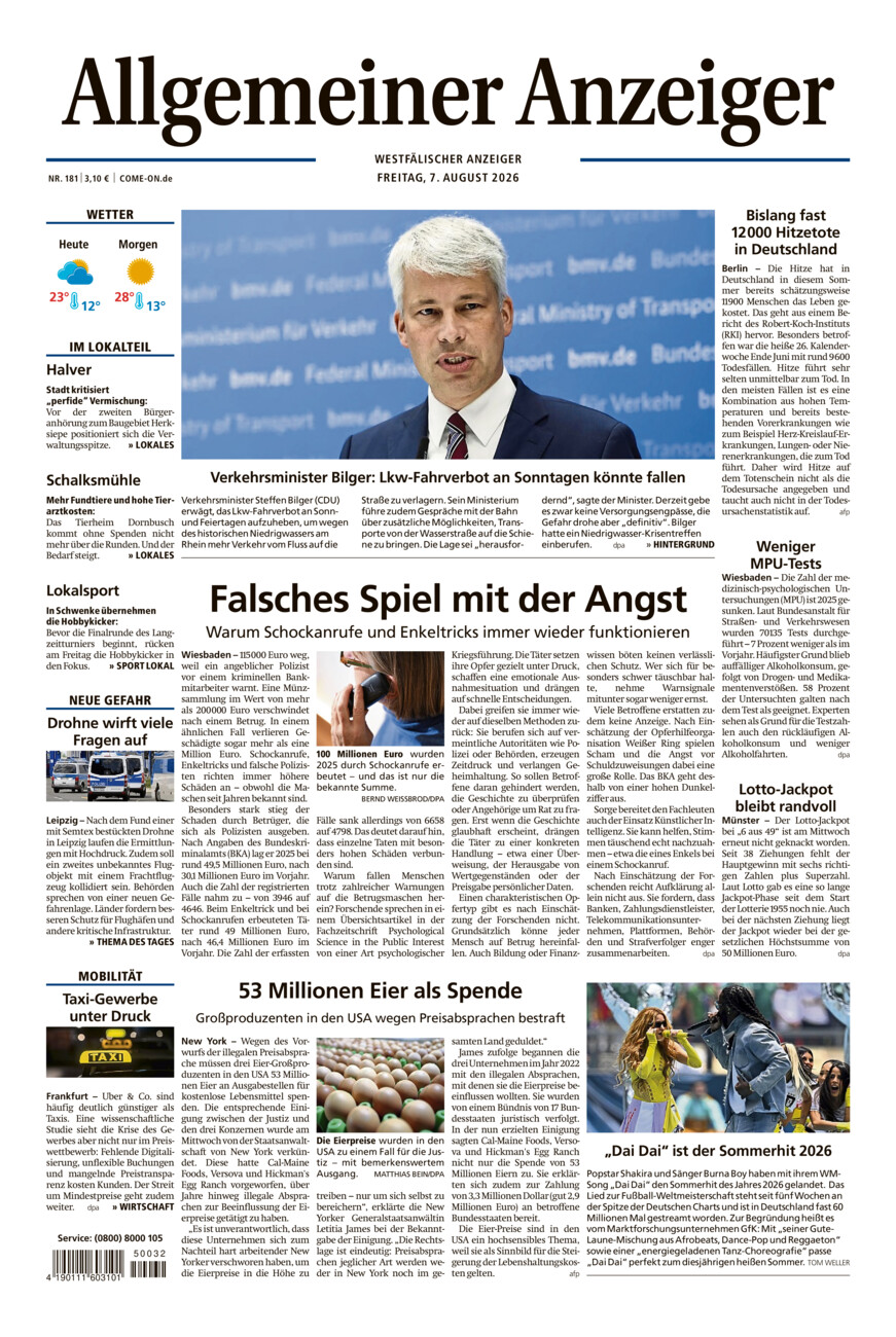 Allgemeiner Anzeiger vom Freitag, 07.08.2026