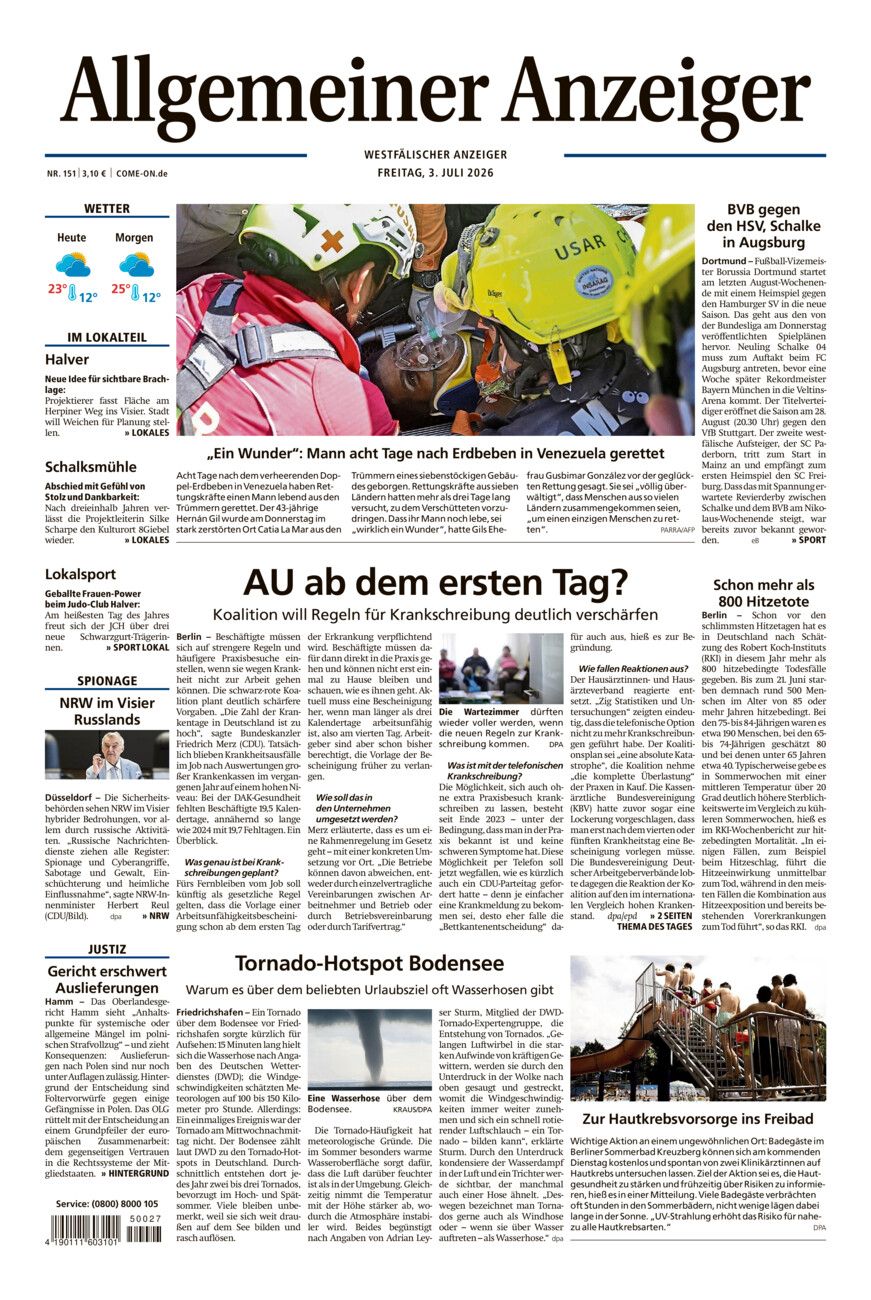 Allgemeiner Anzeiger vom Freitag, 03.07.2026