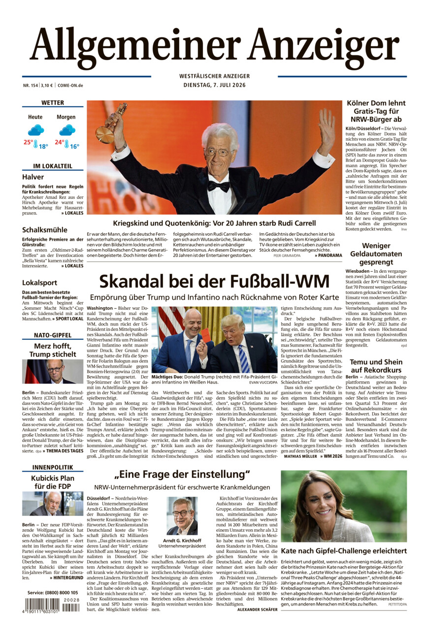 Allgemeiner Anzeiger vom Dienstag, 07.07.2026