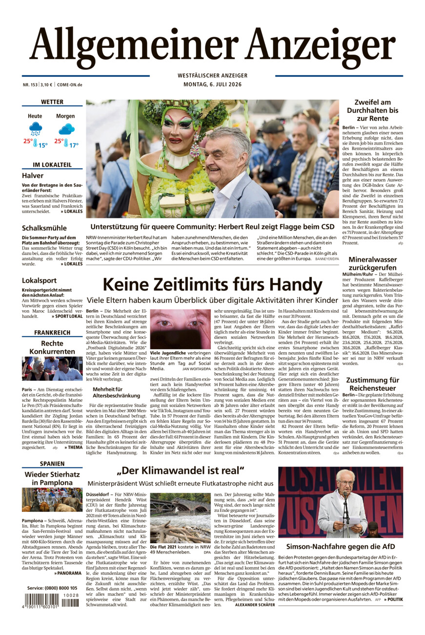 Allgemeiner Anzeiger vom Montag, 06.07.2026