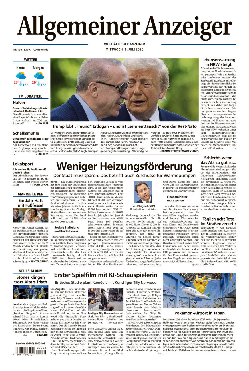 Allgemeiner Anzeiger vom Mittwoch, 08.07.2026