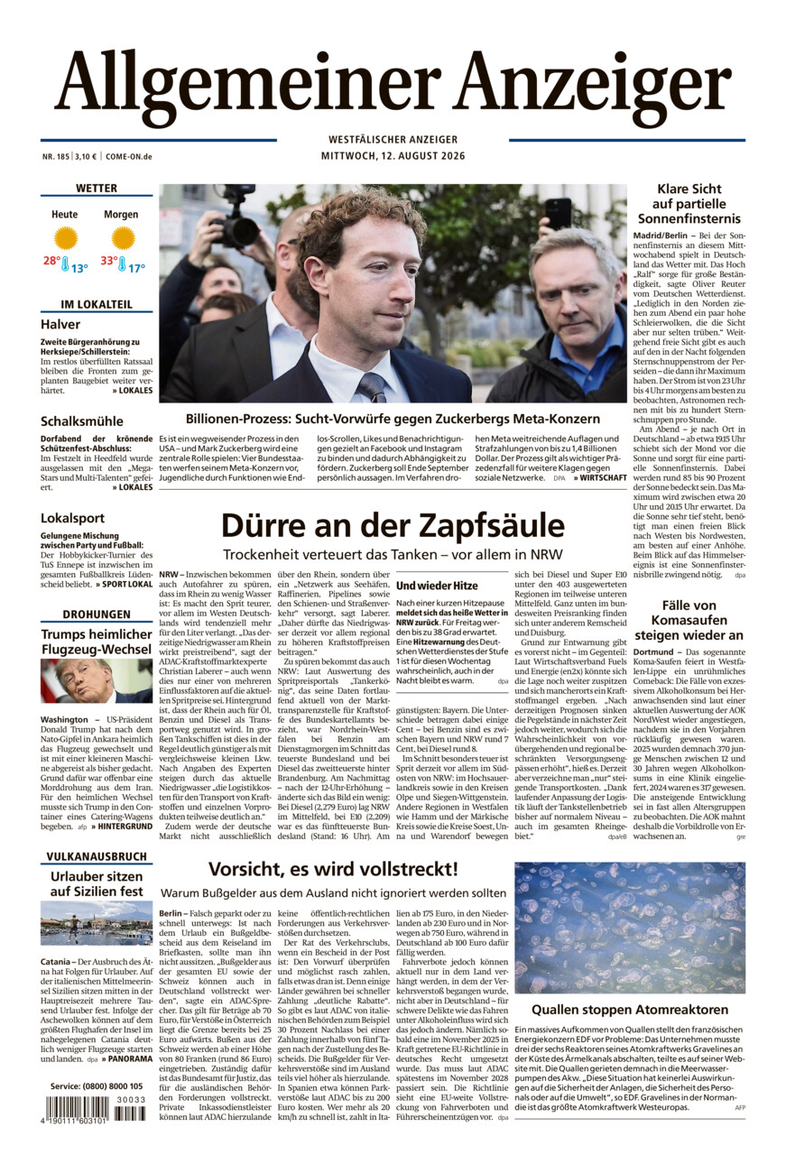 Allgemeiner Anzeiger vom Mittwoch, 12.08.2026