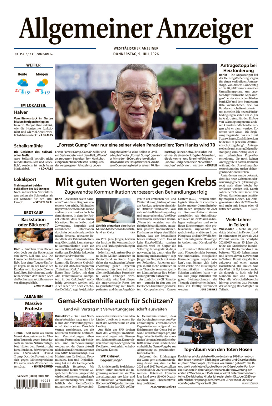 Allgemeiner Anzeiger vom Donnerstag, 09.07.2026