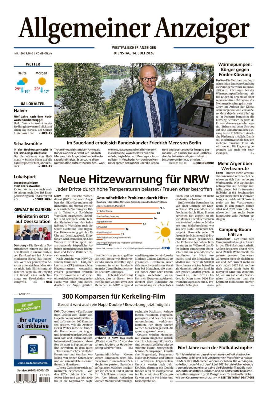 Allgemeiner Anzeiger vom Dienstag, 14.07.2026
