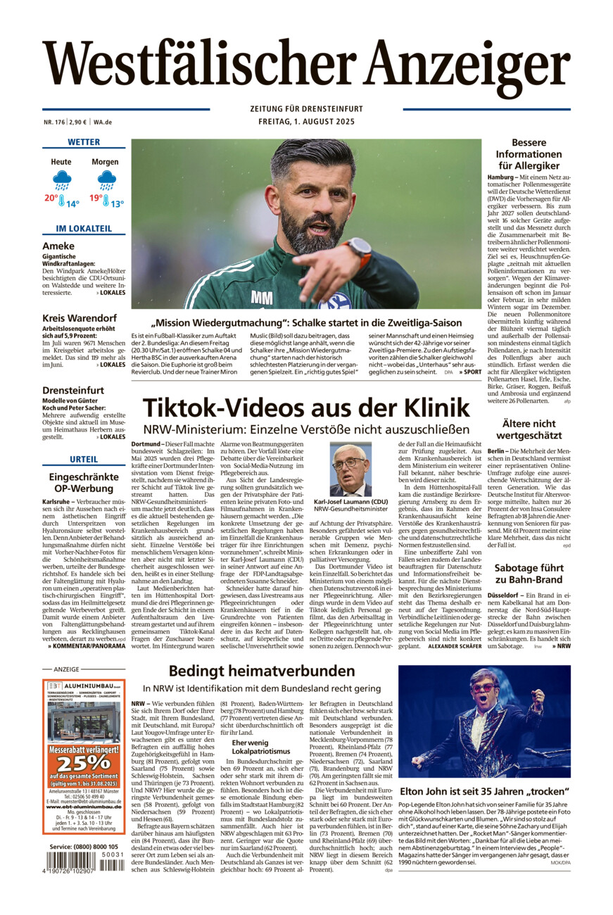 Westfälischer Anzeiger Drensteinfurt vom Freitag, 01.08.2025