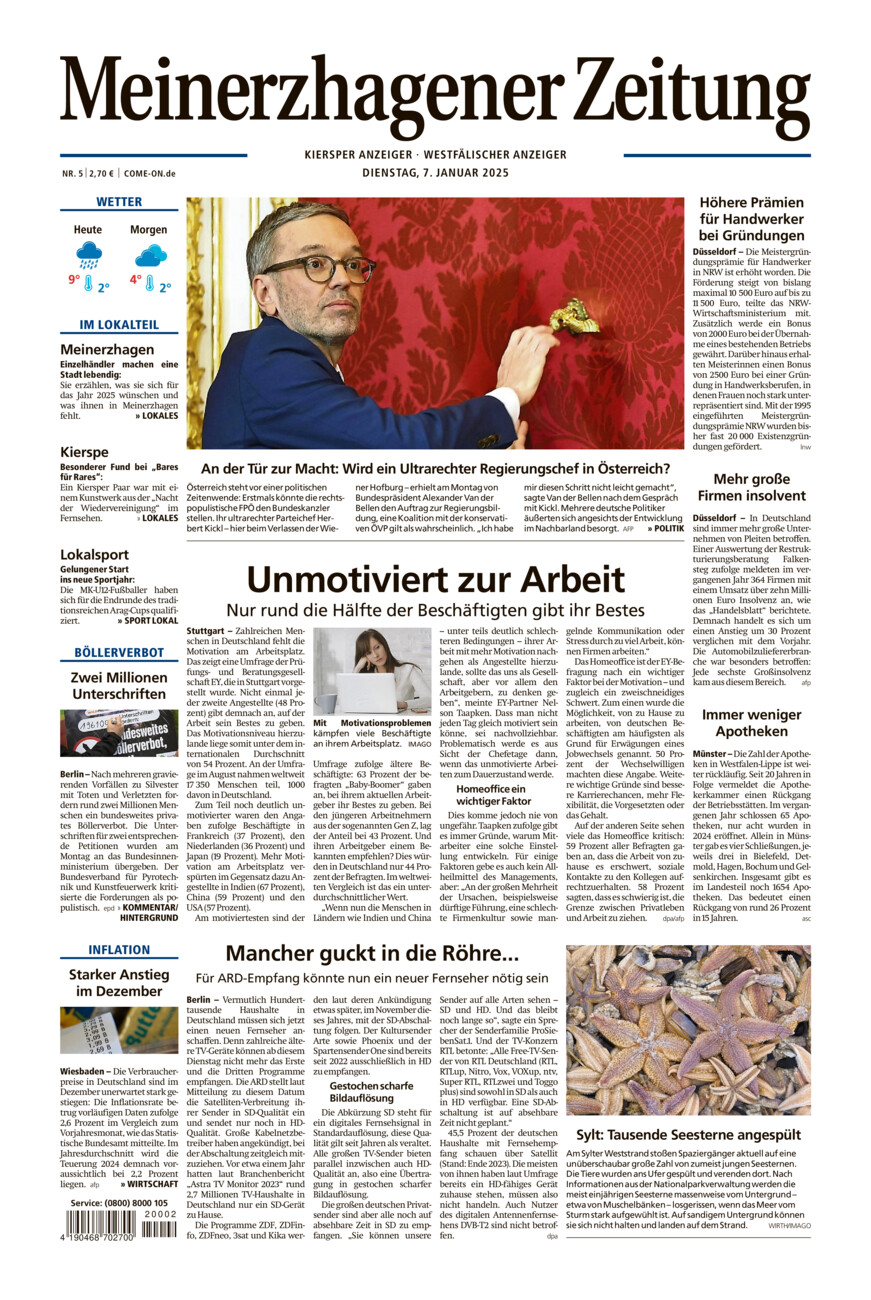 Meinerzhagener Zeitung vom Dienstag, 07.01.2025