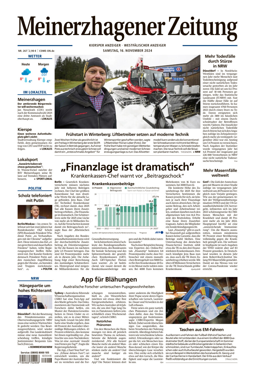 Meinerzhagener Zeitung vom Samstag, 16.11.2024