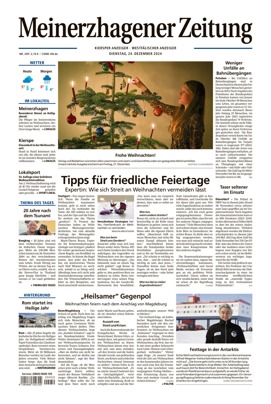 Meinerzhagener Zeitung vom Dienstag, 24.12.2024