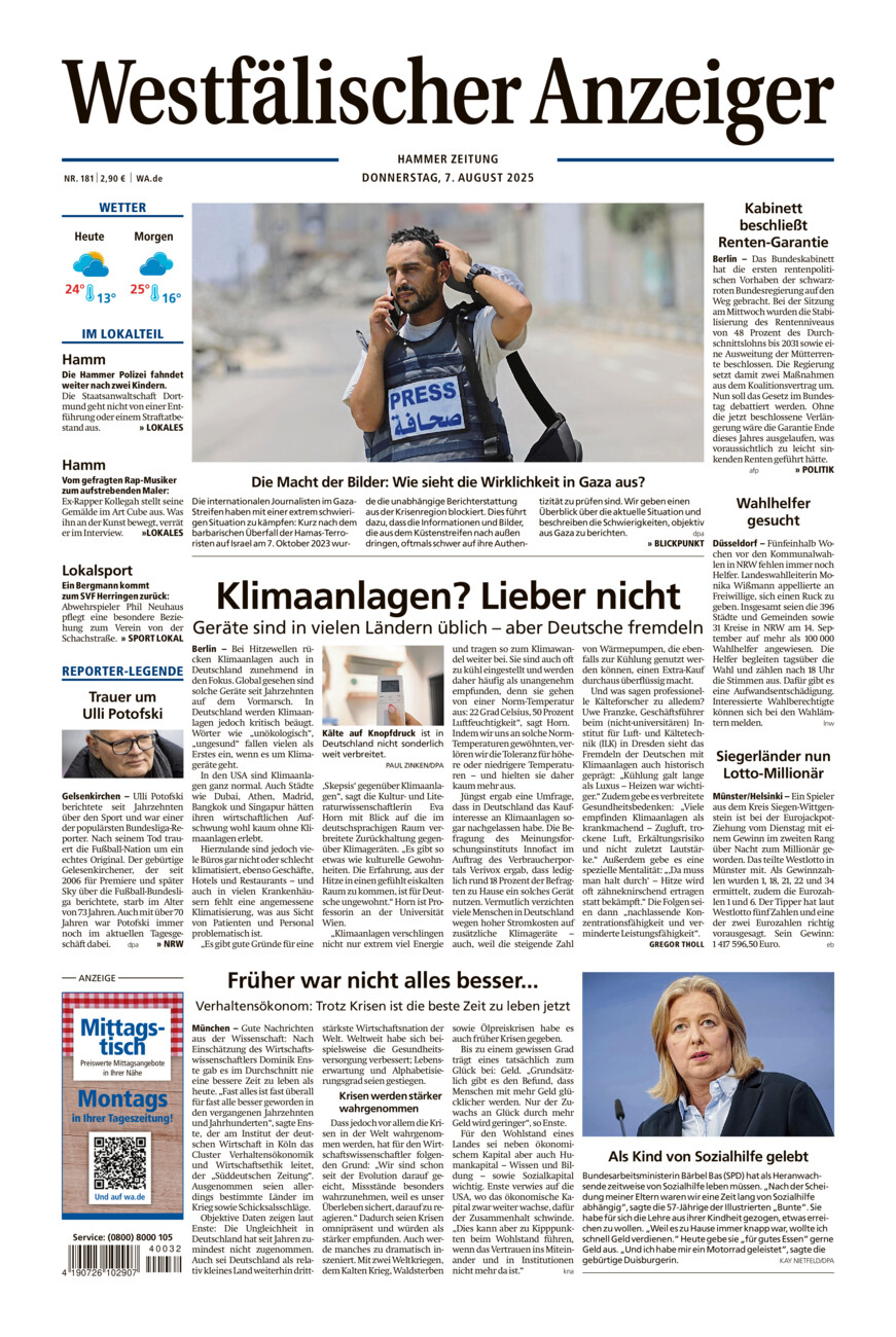 Westfälischer Anzeiger Hamm vom Donnerstag, 07.08.2025