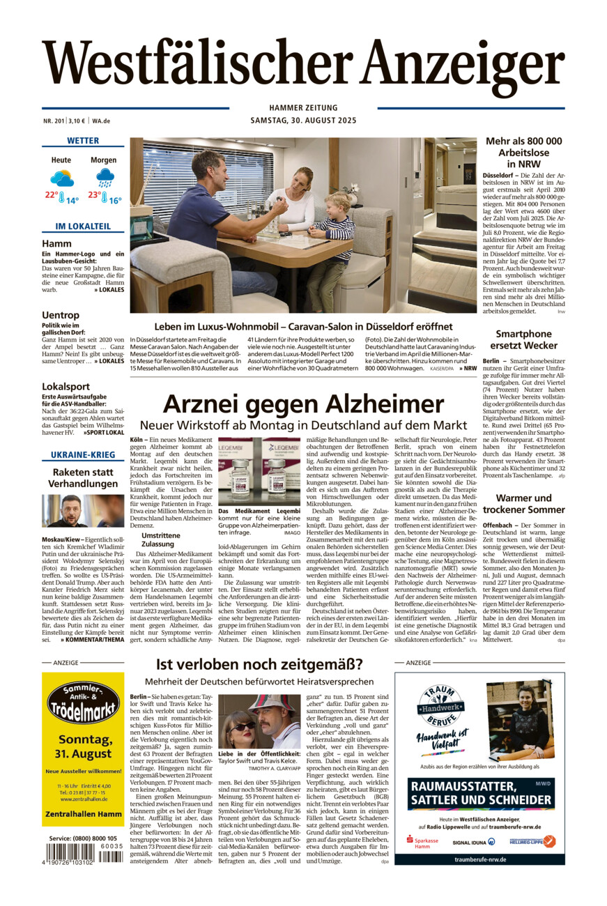 Westfälischer Anzeiger Hamm vom Samstag, 30.08.2025