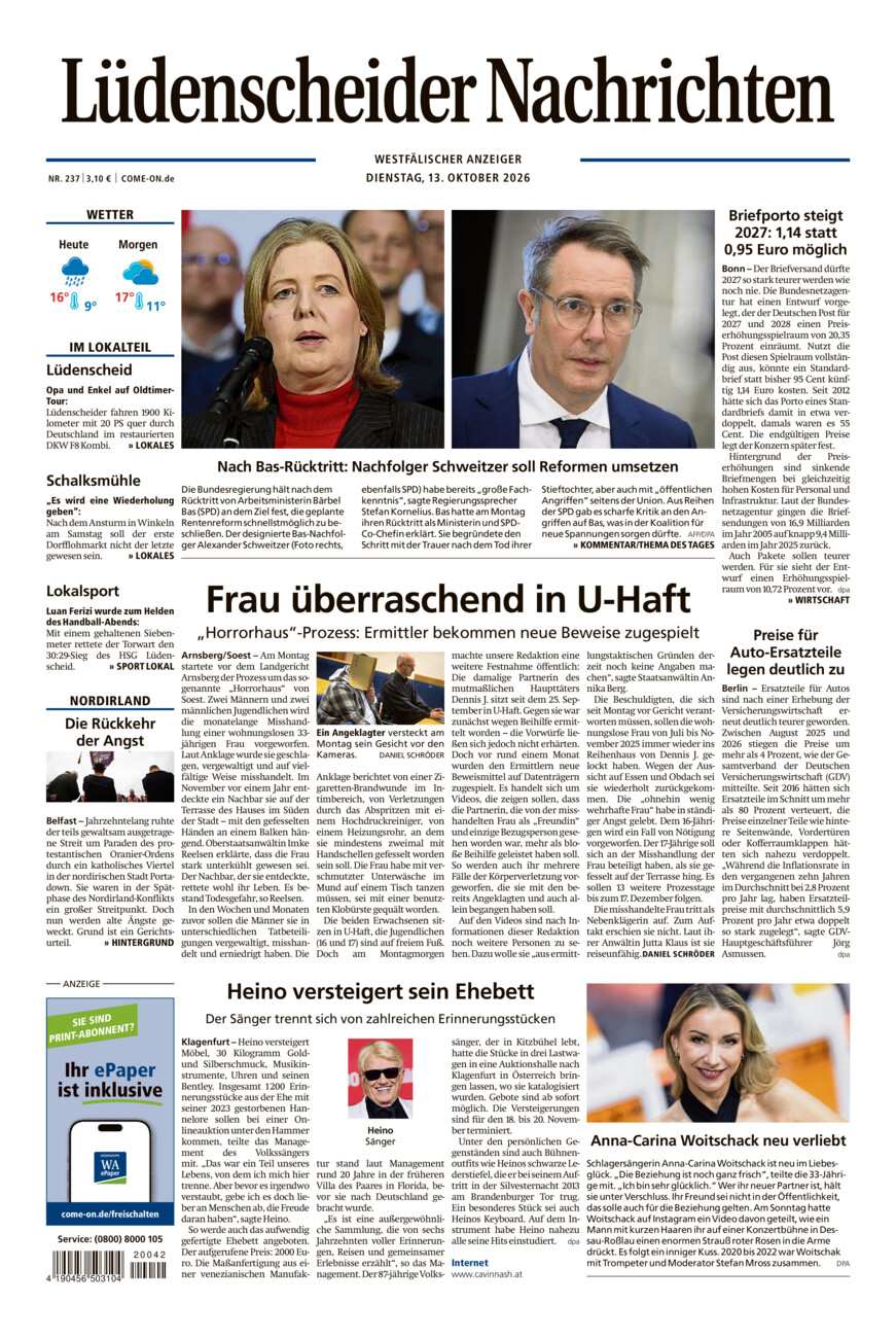 Lüdenscheider Nachrichten vom Dienstag, 13.10.2026