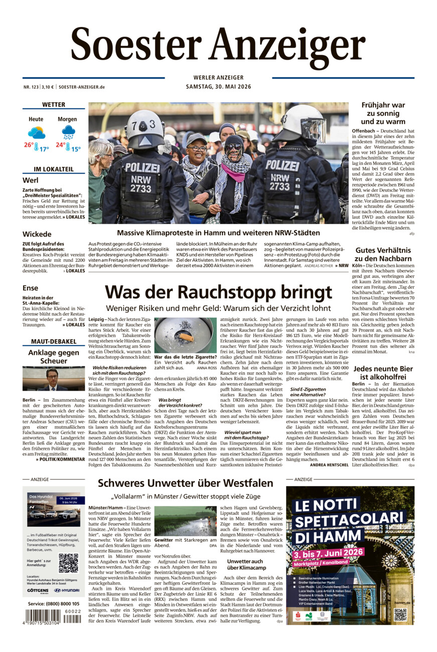 Soester Anzeiger Werl vom Samstag, 30.05.2026