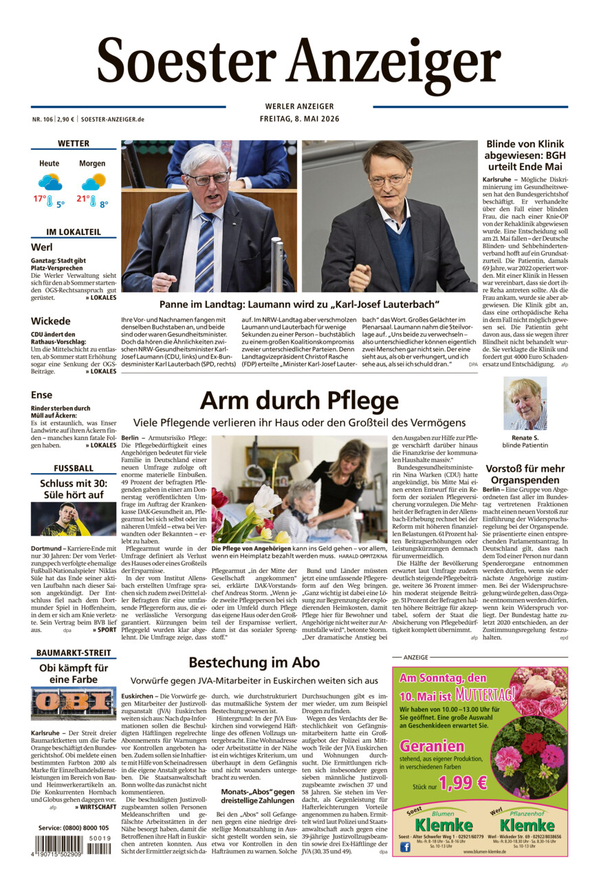 Soester Anzeiger Werl vom Freitag, 08.05.2026