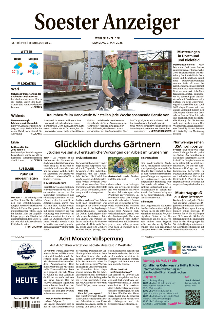 Soester Anzeiger Werl vom Samstag, 09.05.2026