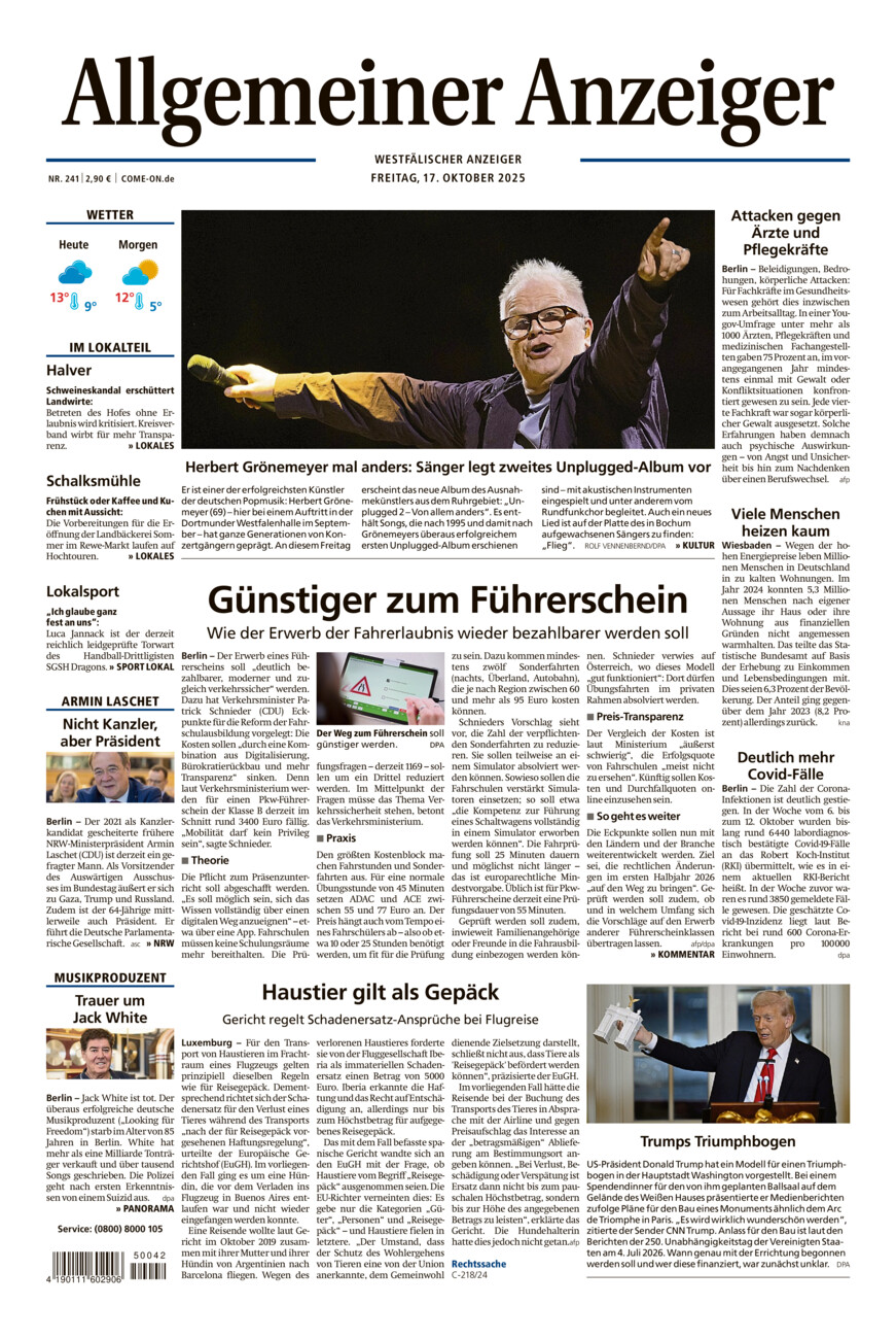 Allgemeiner Anzeiger vom Freitag, 17.10.2025