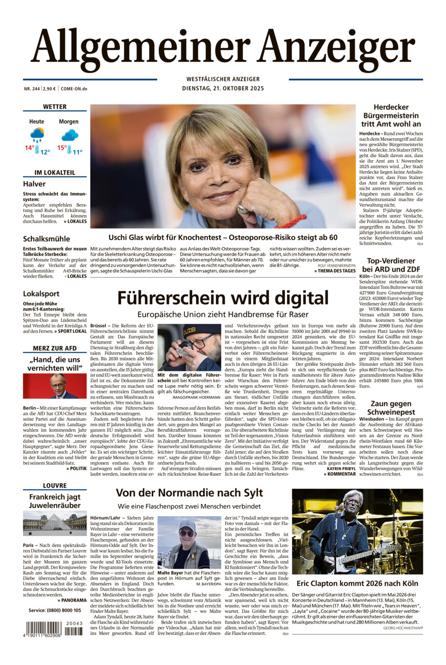 Allgemeiner Anzeiger vom Dienstag, 21.10.2025