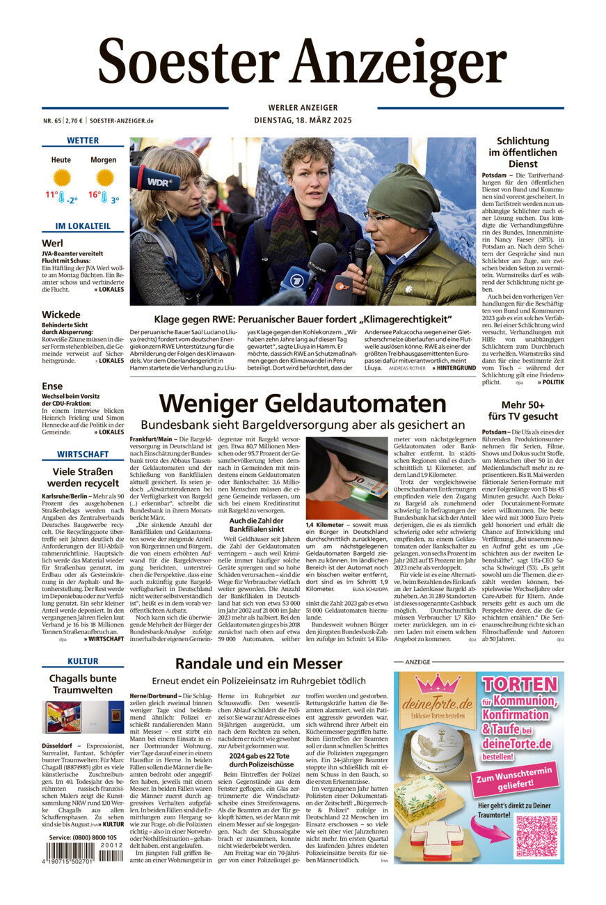 Soester Anzeiger Werl vom Dienstag, 18.03.2025