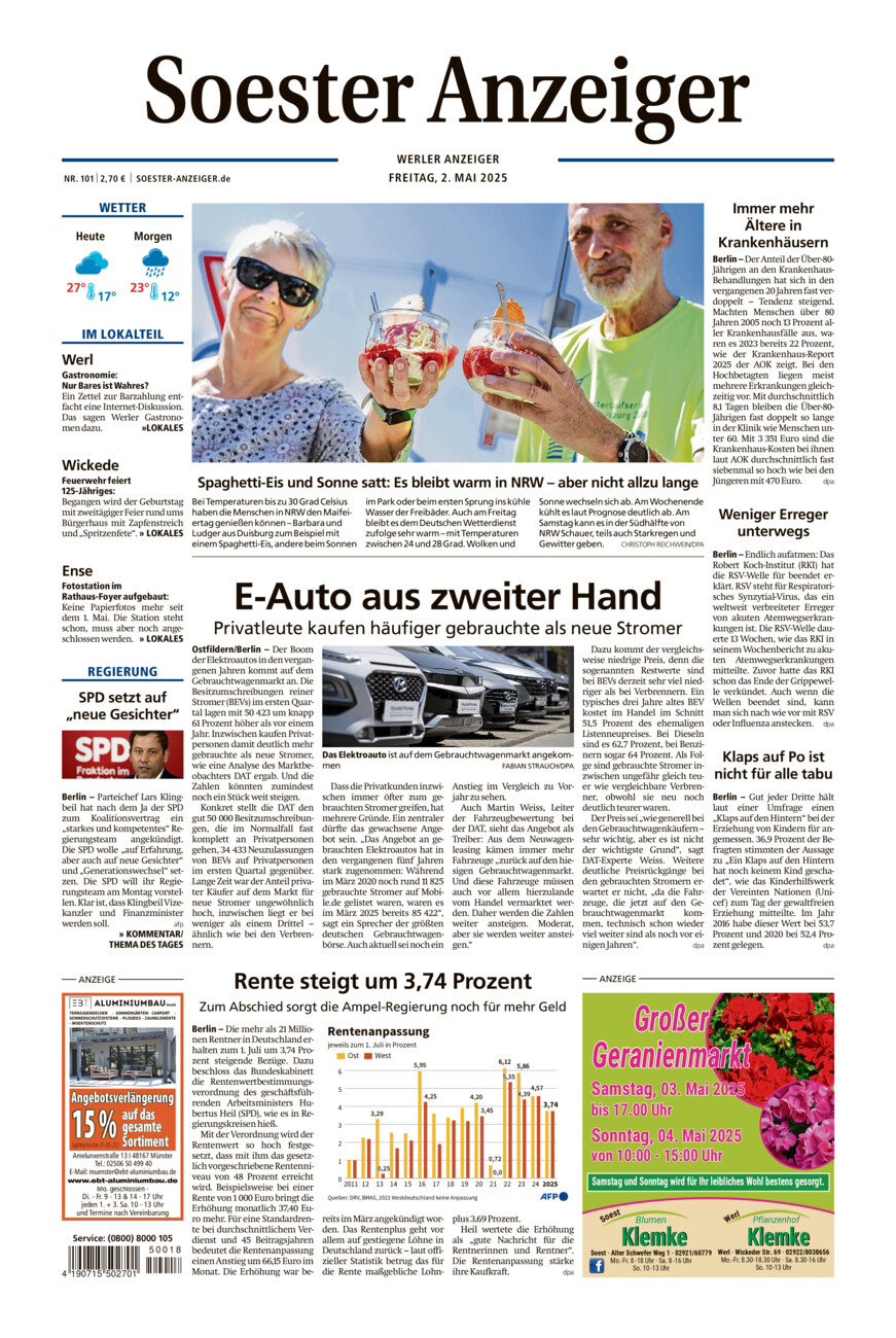 Soester Anzeiger Werl vom Freitag, 02.05.2025