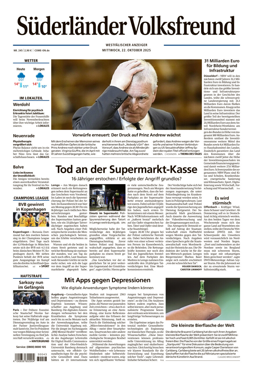 Süderländer Volksfreund vom Mittwoch, 22.10.2025