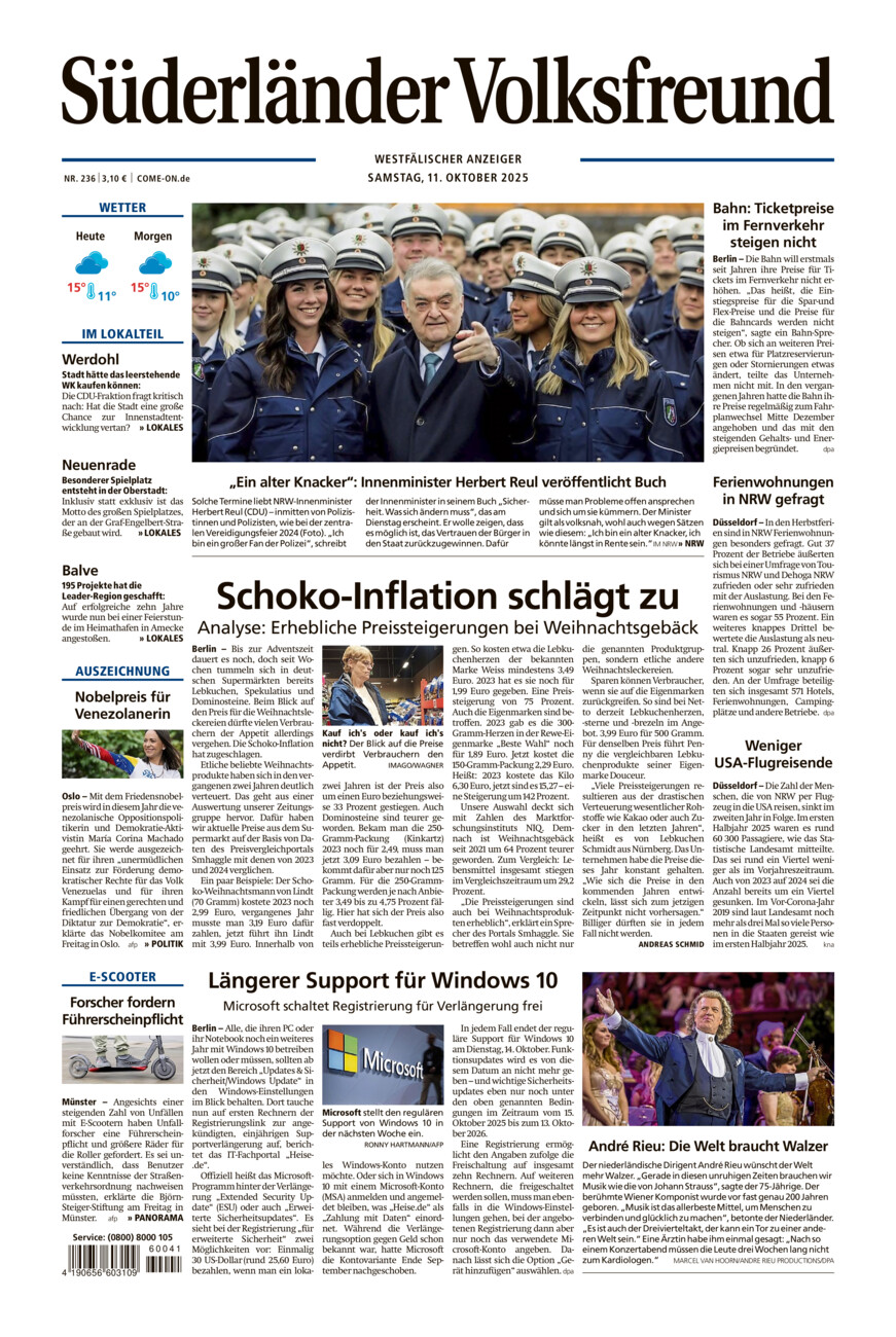 Süderländer Volksfreund vom Samstag, 11.10.2025