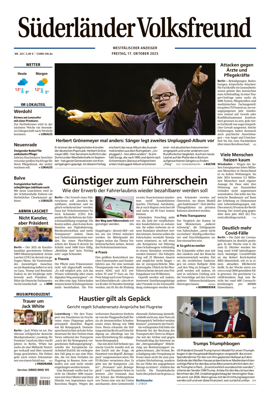 Süderländer Volksfreund vom Freitag, 17.10.2025