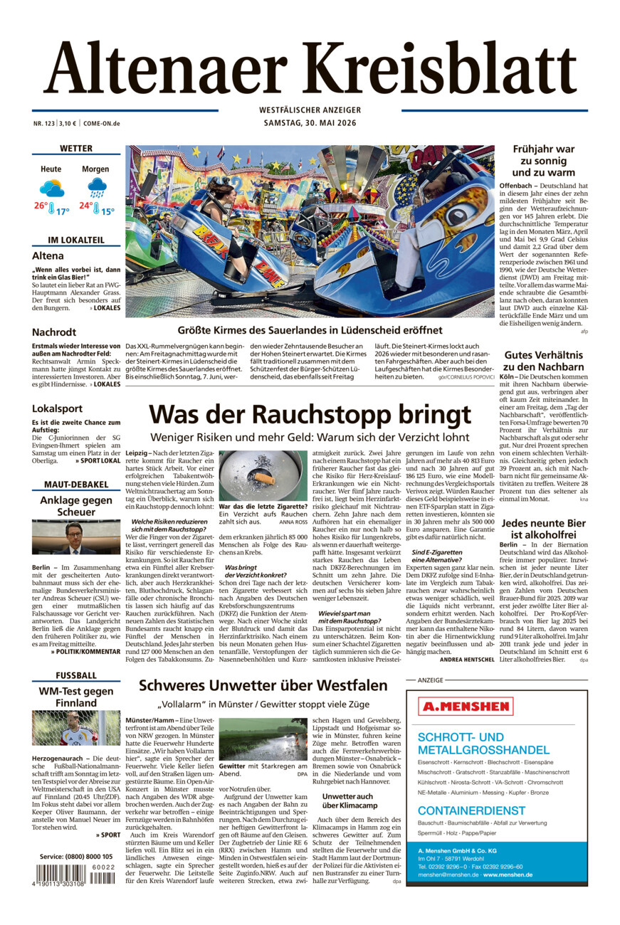 Altenaer Kreisblatt vom Samstag, 30.05.2026