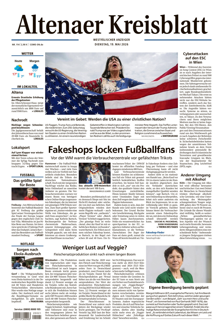 Altenaer Kreisblatt vom Dienstag, 19.05.2026