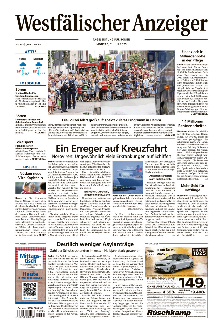 Westfälischer Anzeiger Bönen vom Montag, 07.07.2025